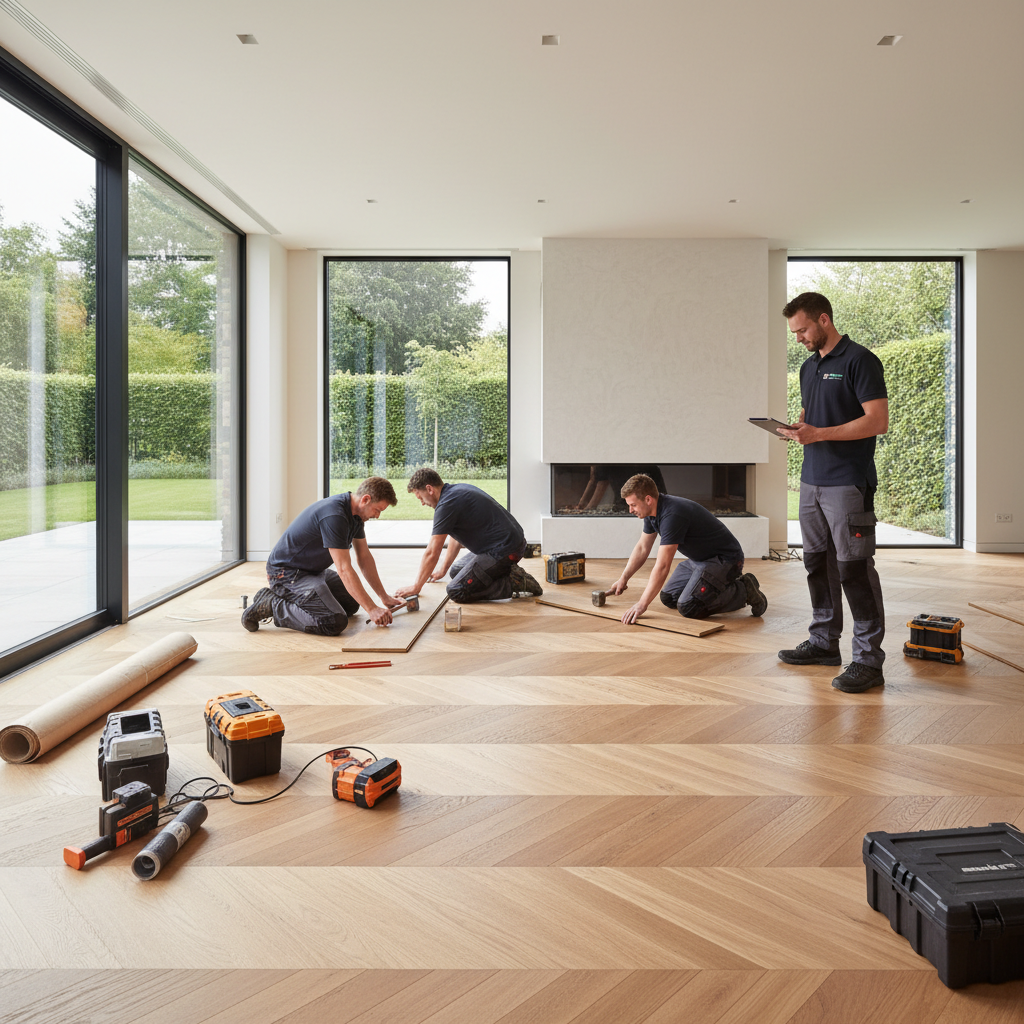 flooring installation in a modern home, high quality, professional look